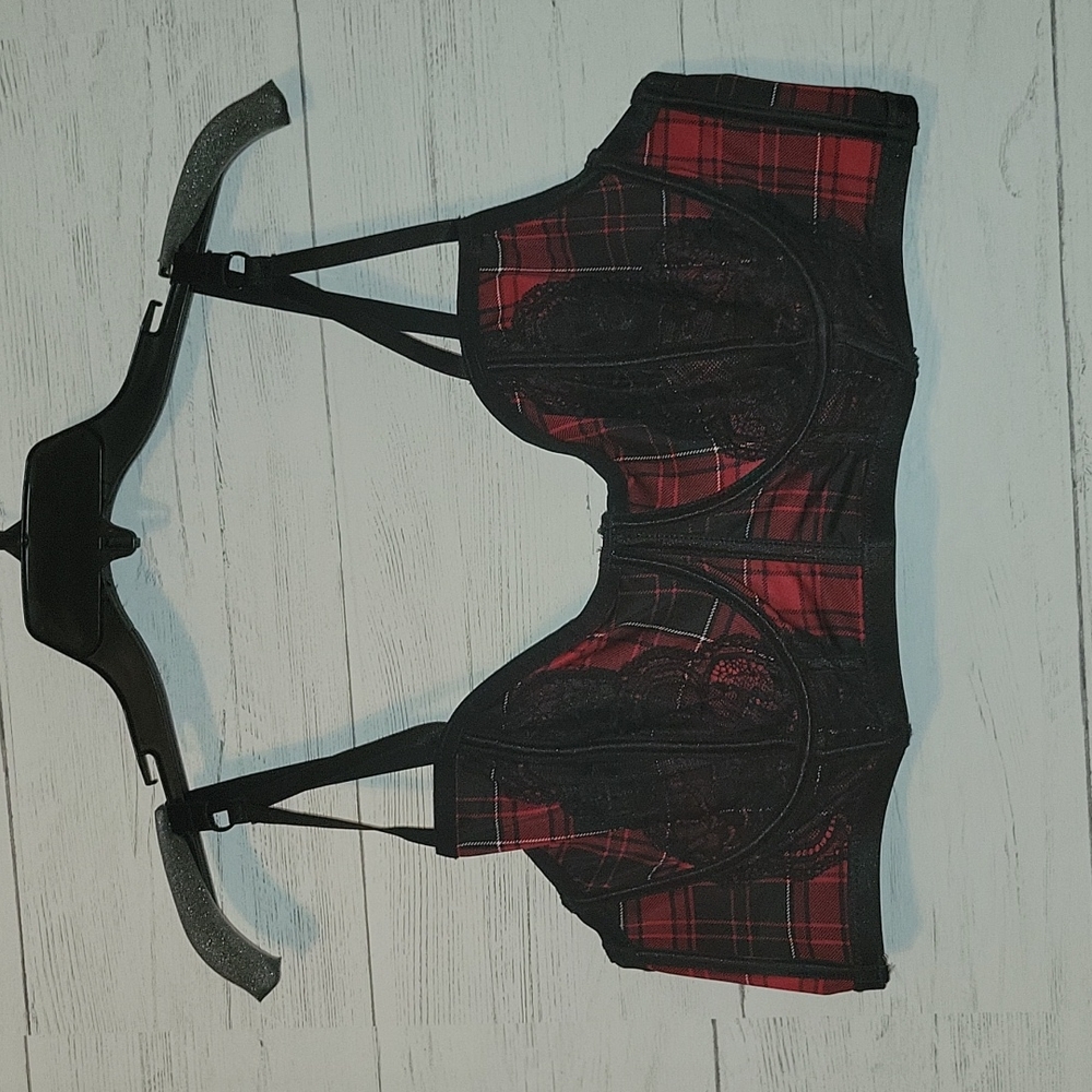 LAST ONE! | NWT | Torrid Plaid Red Unlined Longline Strappy Bralette | Size 1 - Picture 5 of 8
